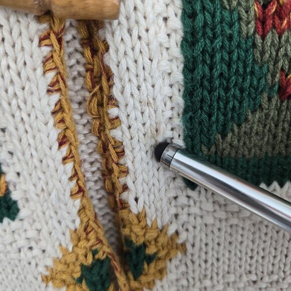 VTG Tony Lambert Cardigan Sweater S Ivory Multicolor Cabincore Cottagecore READ - Picture 13 of 15